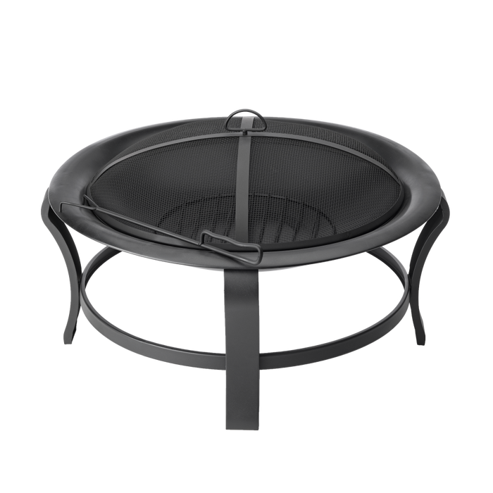 Steel Wood Burning Fire Pit with Poker and Spark Arrester