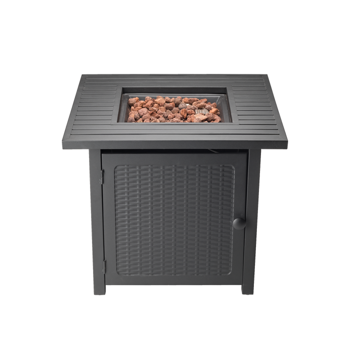 28" Steel Gas Fire Pit with Cover and Lava Rock
